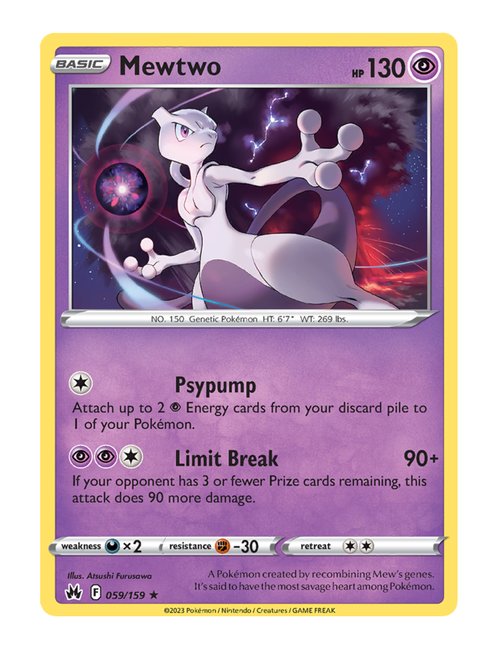 Mewtwo #59/159 Reverse Holo - Crown Zenith