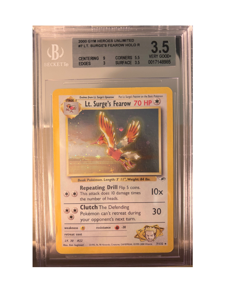 Lt Surge's Fearow 7/132 - BECKETT 3.5 - Gym Heroes Unlimited