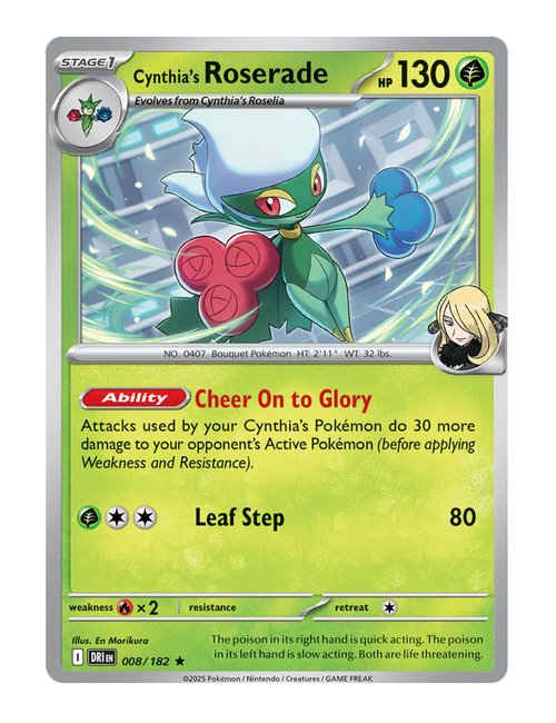 Cynthia's Roserade #008/182 Holo - Destined Rivals