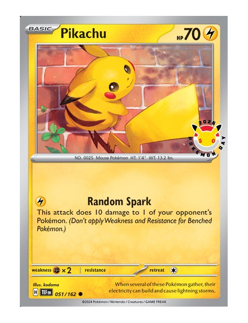 Pikachu #051/162 (Pokemon Day Stamp) - Temporal Forces