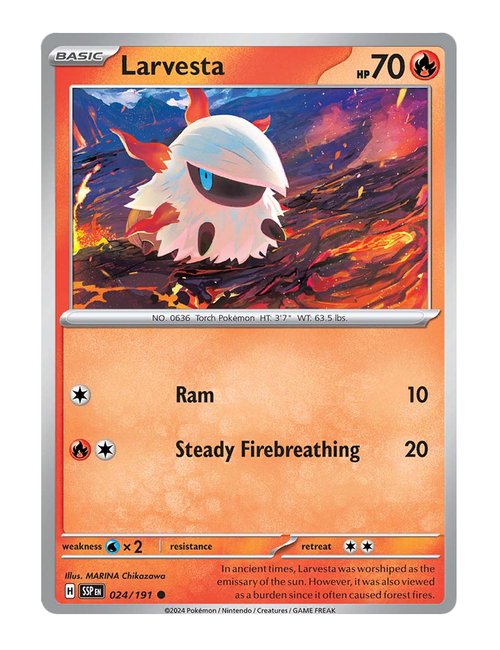 Larvesta #24/191 Reverse Holo - Surging Sparks