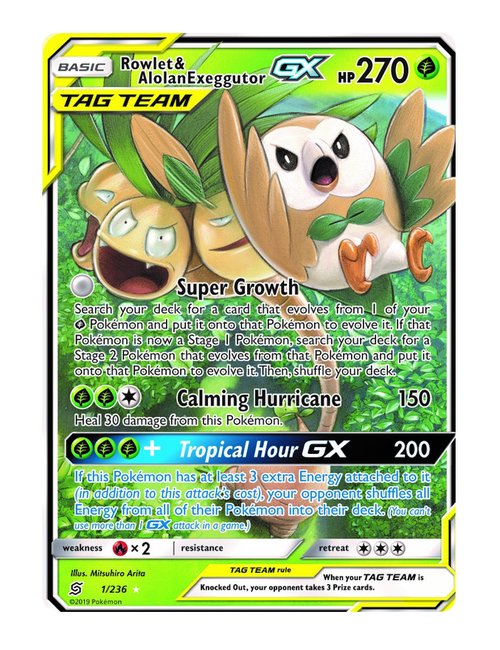 Rowlet & Alolan Exeggutor GX #1/236 - Unified Minds