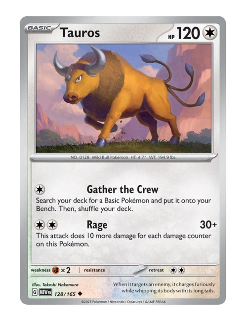 Tauros #128/165 Reverse Holo - 151