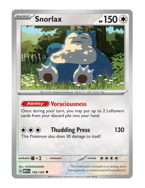 Snorlax #143/165 Reverse Holo - 151