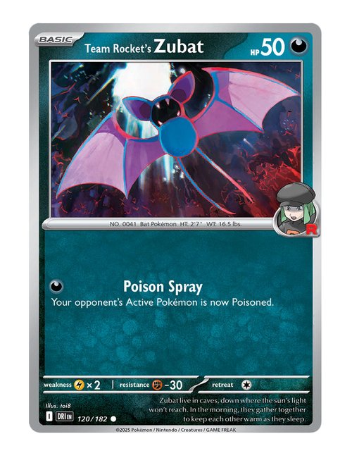Team Rocket's Zubat #120/182 Reverse Holo - Destined Rivals