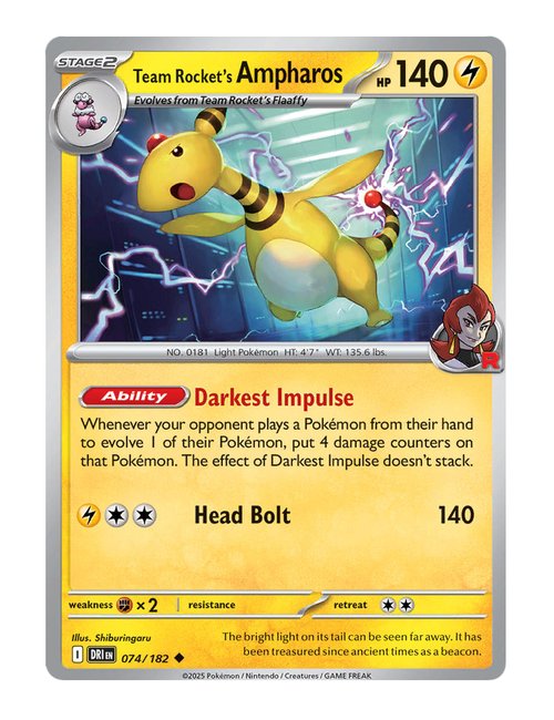 Team Rocket's Ampharos #074/182 - Destined Rivals