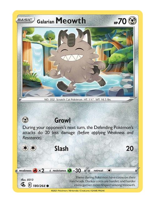 Galarian Meowth #180/264 Reverse Holo - Fusion Strike