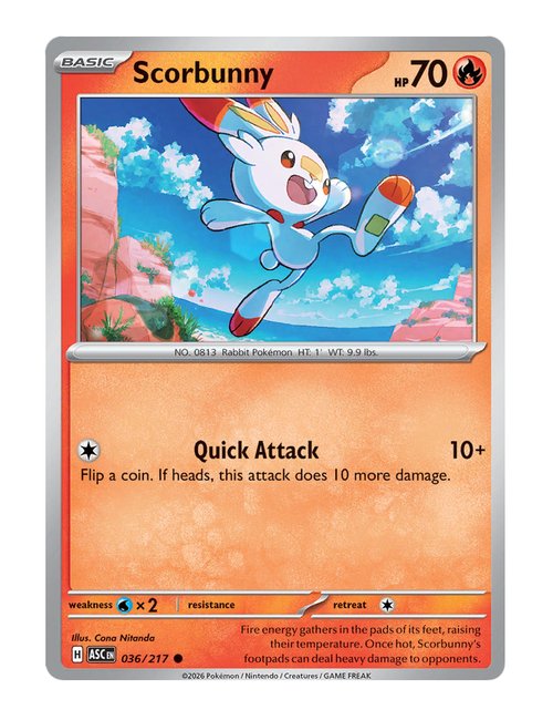 Scorbunny #036/217 Reverse Holo - Ascended Heroes