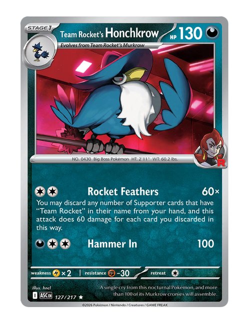 Team Rocket's Honchkrow #127/217 - Ascended Heroes