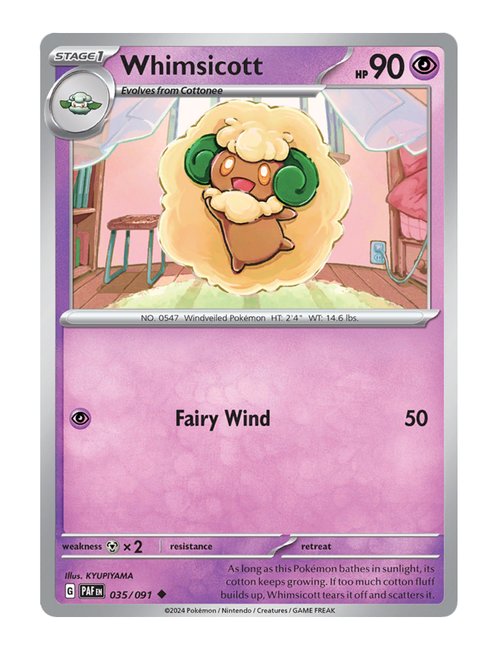 Whimsicott #035/091 Reverse Holo - Paldean Fates