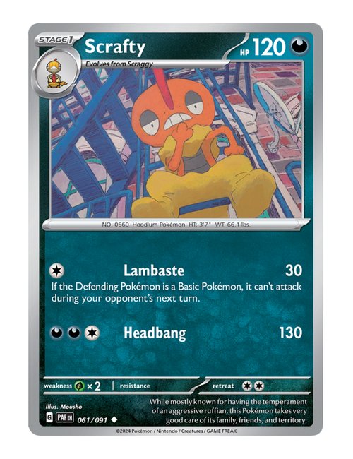 Scrafty #061/091 Reverse Holo - Paldean Fates