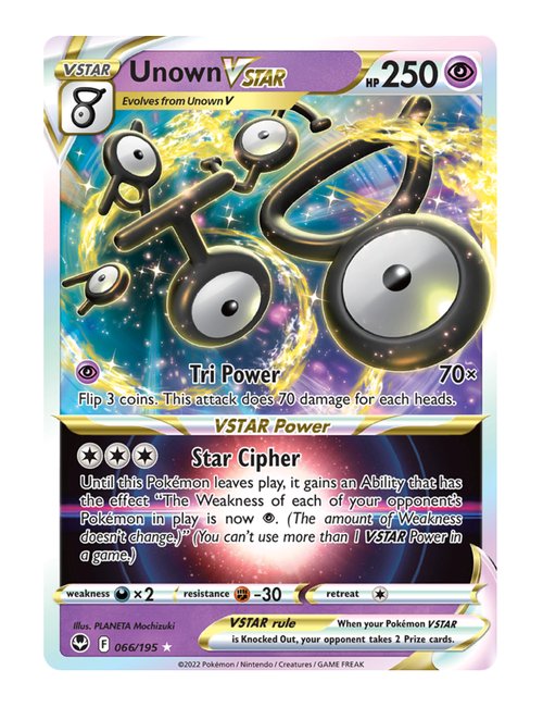 Unown VSTAR #66/195 Reverse Holo - Silver Tempest