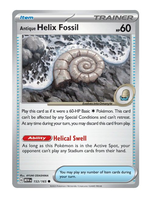 Antique Helix Fossil #153/165 Reverse Holo - 151