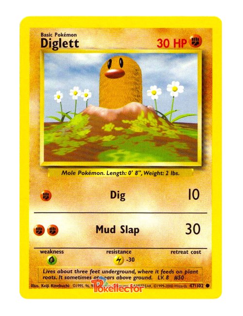 Diglett #47/999 - Base Set 1st Edition
