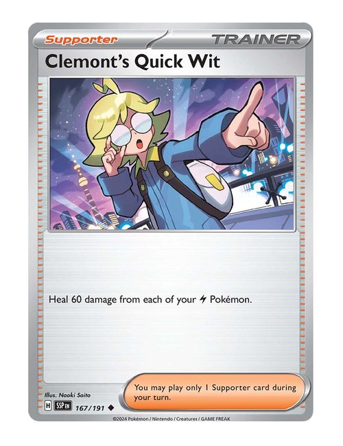 Clemont's Quick Wit #167/191 Reverse Holo - Surging Sparks