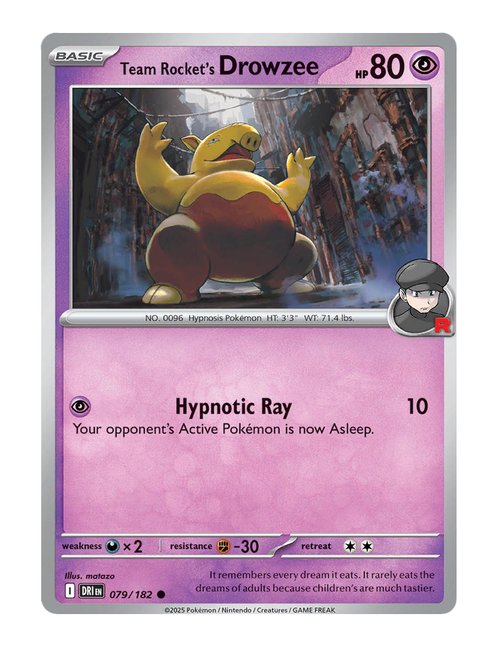 Team Rocket's Drowzee #079/182 Reverse Holo - Destined Rivals