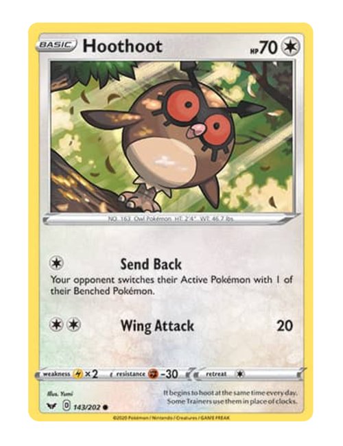 Hoothoot #143/202 Reverse Holo - Sword & Shield Base