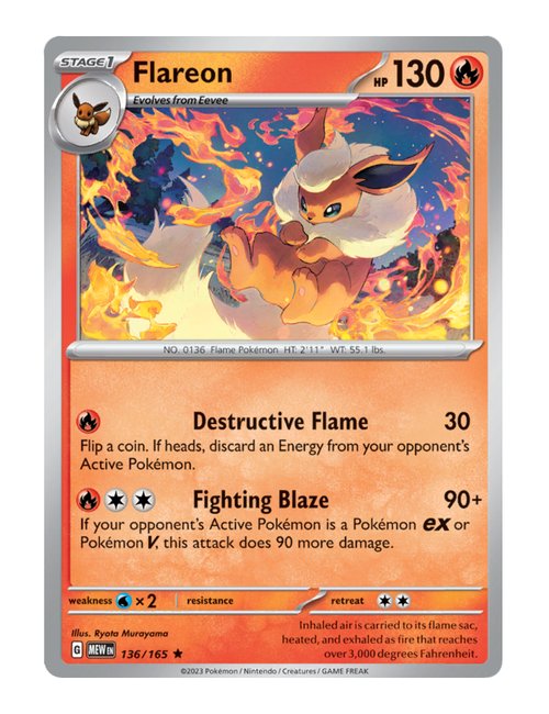Flareon #136/165 Reverse Holo - Japanese 151