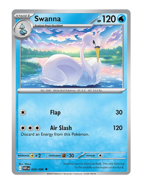 Swanna #026/130 Reverse Holo - White Flare