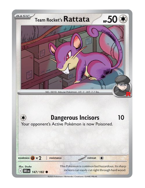 Team Rocket's Rattata #147/182 Reverse Holo - Destined Rivals