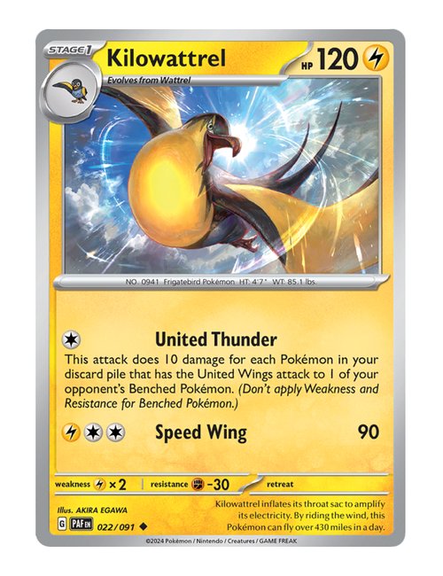 Kilowattrel #022/091 Reverse Holo - Paldean Fates