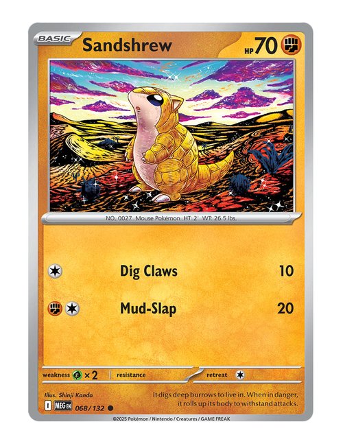 Sandshrew #068/175 Reverse Holo - Mega Evolution