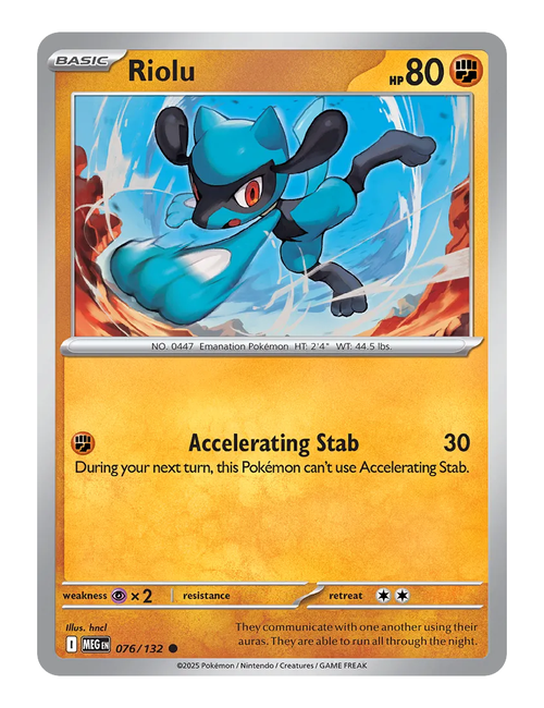 Riolu #076 (Reverse Holo) - Mega Evolution