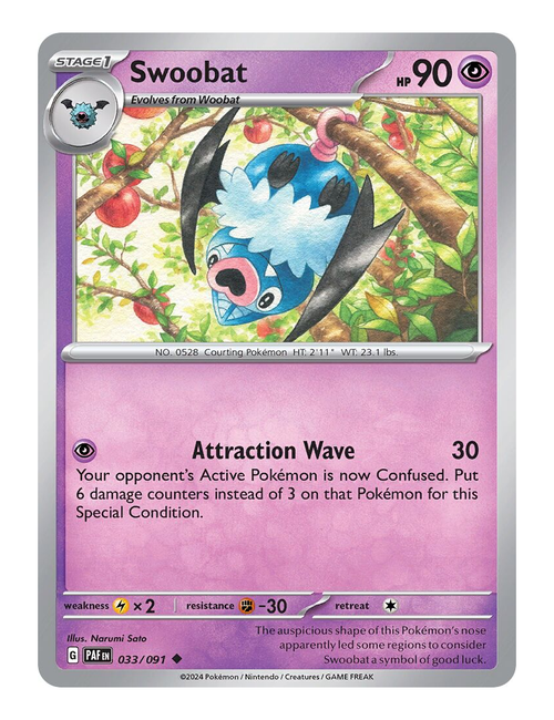 Swoobat #033 (Reverse Holo) - Paldean Fates