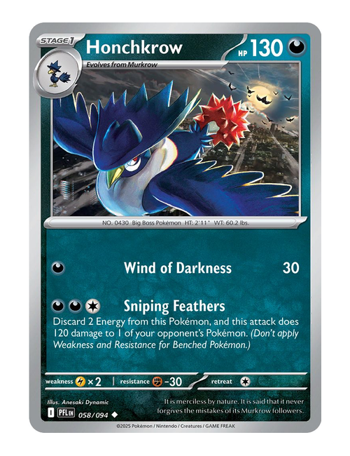 Honchkrow #058 (Reverse Holo) - Phantasmal Flames