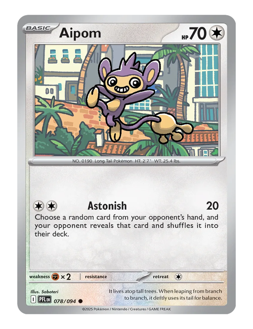 Aipom #078 (Reverse Holo) - Phantasmal Flames