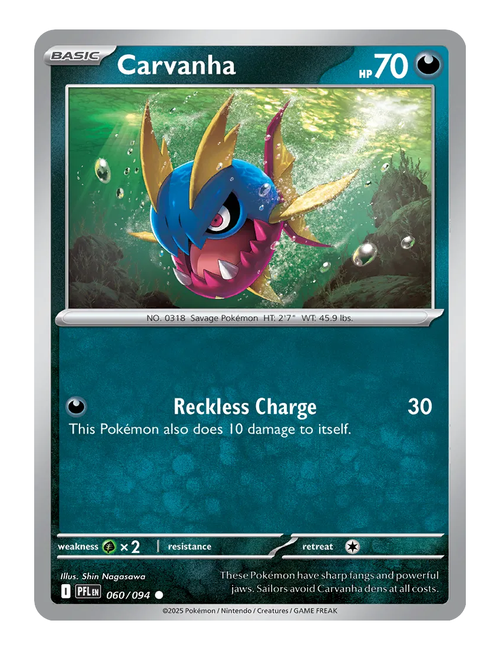 Carvanha #060 (Reverse Holo) - Phantasmal Flames