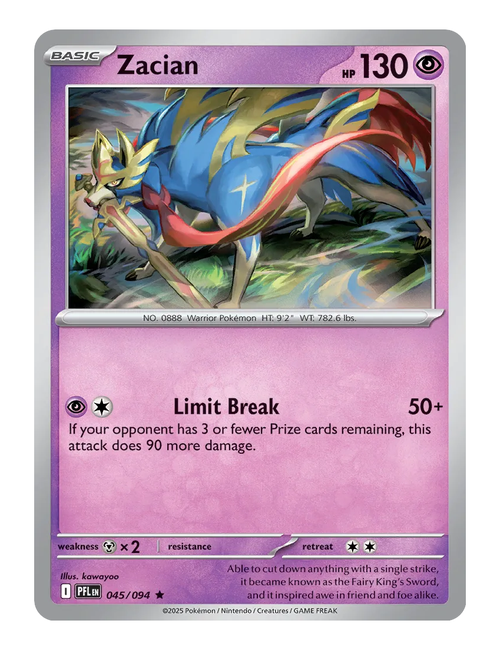 Zacian #045 (Reverse Holo) - Phantasmal Flames